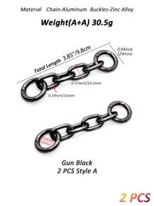2 件包带延长链金属钱包链 98/105 毫米 2 种款式单肩包带延长链带弹簧门环用于包带替换（枪色） - 槍色 - 查看 4