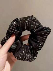 1 Stück Damen eleganter, mehrfarbiger Haargummi mit Strass-Verzierungen, geeignet für den täglichen Gebrauch
