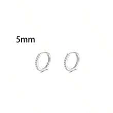 2Pcs/Set 6mm/8mm/10mm/12mm/14mm/16mm Round Zirconia Circle Stainless Steel Small Hoop Earrings For Women Men Cartilage Ear Piercing Jewelry Pendents - Silver - View 17