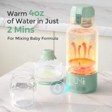 Momcozy Portable Bottle Warmer For Travel, Fast Heating And Long Battery Life, Two Heating Modes For Breast Milk And Water, Large Capacity Of 500ml For All Day Use - Green - View 3