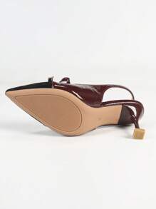 Bow Color Blocking Elegant Ankle Strap High Heels, Closed Toe Lightweight Casual Dress Pumps