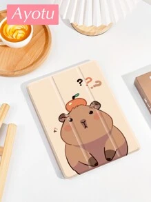 1个可爱水豚平板电脑保护套，兼容三星、iPad等，防震，带笔槽，支持睡眠/唤醒功能