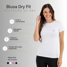 Kit 2 Women's Shirts And Blouses For The Gym Dryfit UV 50+ - BLUE AND BLACK - View 2