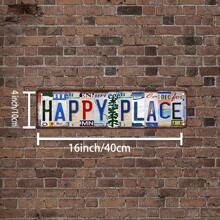1pc Vintage "HAPPY PLACE" Metal Sign,Funny Metal Poster ,2D Flat Printing Multipurpose Metal Decor With Pre-Drilled Holes For Easy Hanging, Room Decor,Home Decor,Kitchen Decor,Office Decor,Garden Decor,Outdoor Decor,Bedroom Decor, Living Room Decor, Cafe Decor, Restaurant Decor, Garage Decor, Bar Decor