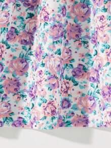 Set de 3 vestidos casuales sin mangas con escote cuadrado para niñas jóvenes - Morado - Ver 4