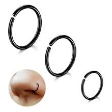 AVYRING 3pcs Nose Piercing Nose Ring Hoop Set Cartilage Rings Thin Small Septum Helix Rings Hypoallergenic 20G 6 Mm / 8 Mm / 10 Mm Black Gold Silver Cartilage Earring