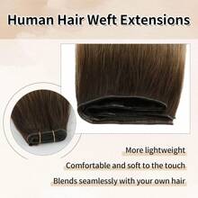 Genius Weft Human Hair Extensions Salon Quality Seamless Sew In Hair Extensions One Piece 50G Straight Hand Tied Invisible Genius Weft Easy To Style Real Human Hair - S6 - View 3