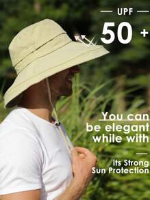 1 pièce Chapeau de soleil pour femmes, chapeau de jardin à large bord avec trou pour queue de cheval, protection solaire pour la plage, matériau respirant, chapeau d'été avec bord relevable