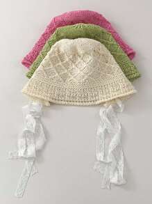 1pc Vintage Hollow Straw Brimmed Bucket Hat For Women, Spring/Summer Lace Tie Bucket Hat Breathable Sun Hat - Straw Bucket Hat - View 12