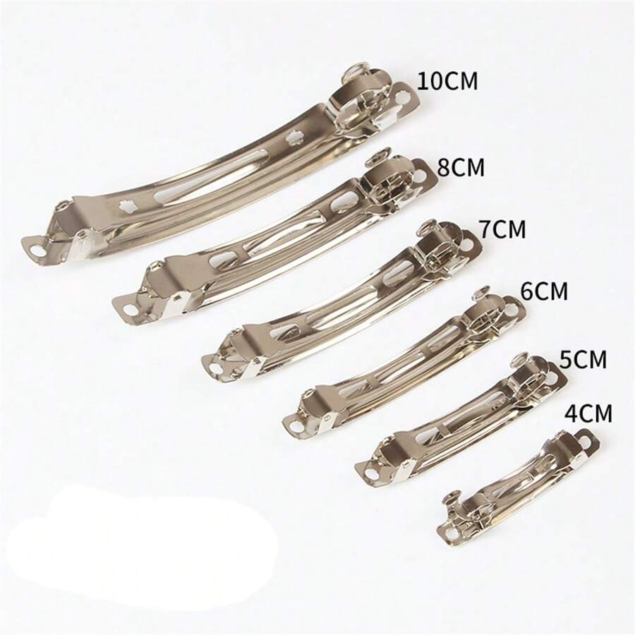 10个/包 铑色金属法式发夹 4cm 5cm 6cm 8cm 10cm DIY发夹 适用于DIY发饰配件 夏季、学校 - 10個髮夾 - 查看 1