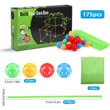 86-Piece Glow-In-The-Dark Fort Building Kit - DIY Construction Toy For All Ages - Green - View 1