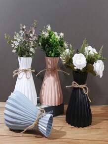 1pc Mini Origami Vase, Vase, Creative Rope Mouth Plastic Flower Holder - Multicolor - View 1