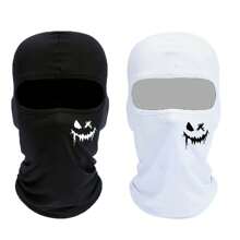 Multifunctional Graffiti Logo Balaclava Hat, Suitable For Cycling, Fishing, Skiing, Hiking - Knitted Nylon & Spandex, Hand Washable, Black