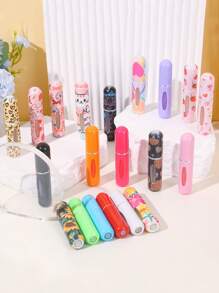 1 pieza Botella de perfume recargable de 5ml con patrón floral portátil, atomizador de viaje mini, dispensador cosmético, decantador de perfume, rociador de niebla recargable, en varios patrones