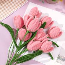 200 Pieces Pipe Cleaners Craft Supplies DIY Chenille Stems Tulip Bouquet Kit Tutorials For Wedding Bouquet,Wedding Gift, For Mother's Day