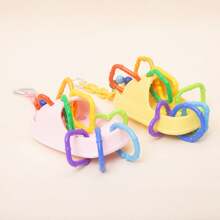 Grand jouet à mâcher interactif pour perroquet, en matériau de pantoufle doux, avec perles en bois, anneaux géométriques en plastique multicolores, pour l'exercice, le mâchage et le déchirement amusant, convient pour les conures du soleil, les lorikeets arc-en-ciel, les eclectus, les cacatoès, les grises d'Afrique, les aras