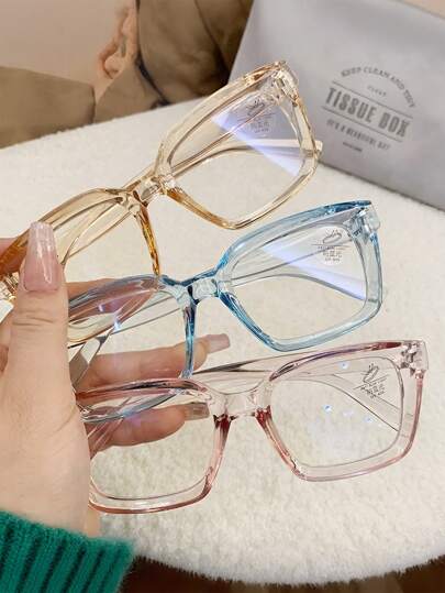 3 Pairs Of Fashionable Simple Cool Color Transparent Glasses For Teenagers - Suitable For School Reading Daily Accessories