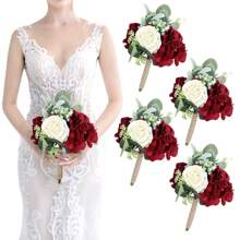 Wedding Bouquets For Bride Bridesmaid Bouquet Artificial Flowers Red Rose Bouquet For Bride Church Home Decoration, Gifts Party Favors Room Decor