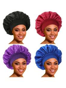 4/6pcs Satin Silk Sleep Cap, Stretchy Bands For Women, Curly Hair, Bohemia, Polyester - A - View 10