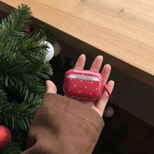 Deep Red Polka Dot Simple Design Earphone Case + Hanging Ring Set Compatible With Apple Pro3/ Pro2/ Pro/ 4/ 3/ 2 - Red - View 7