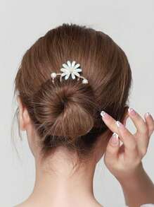 Women's Minimalist Retro Style Daisy Flower Hair Comb, Fresh Hair Clip For Bun, Decorative Hair Styling Tool For Summer Combs For Hair Side Comb