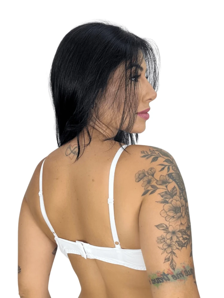 Sutiã Decote U Profundo Com Aro e Bojo Alta Sustentação Efeito Push Up - Branco - Visão 2