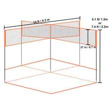 Freestanding Volleyball Training Net Or 4-Way Volleyball Net For Indoor Or Outdoor Use, Adjustable Height Portable Net System With Carrying Bag, Professional Volleyball Practice Trainer For Hitting Or Serving Drills Or4 Square Quick Assemble Game Set For Adults