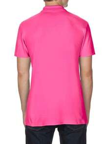 Playera Rosa para Hombre, Tipo Polo, Manga Corta, 2 Botones, Cuello Camisero, Cómoda, Suave, Fresca, Multi Combinable, Semi Formal, Polera Casual para Dama y Caballero Unisex Básica del Armario - Rosa - Ver 9