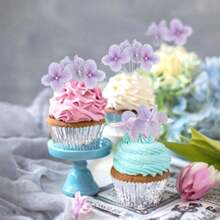10 piezas de decoraciones para pasteles con flores artificiales - Tóper para pastel de cumpleaños feliz, decoraciones para pasteles de boda, compromiso, baby shower, cumpleaños, cupcakes, aniversario y fiestas