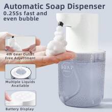 1 st. 400 ml oplaadbare zeepdispenser voor in de badkamer met automatische sensor, wandmontage, inclusief oplaadkabel en lijm voor wandmontage