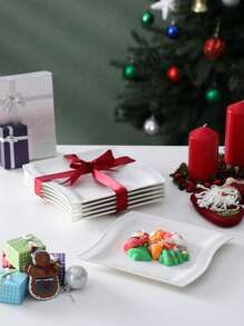 MALACASA 6-Piece Poreclain Dessert Plate Set, White, Service For 6 People, 8inch