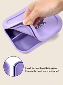 PopLittleOne 1件装婴儿硅胶午餐盒星星恐龙心彩虹图案婴儿餐具三格婴儿收纳盒宝宝洗澡礼物 - 彩色 - 查看 7