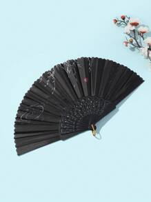 Breezier Classical Poetic Craft Fan, Suitable For Gatherings And Festive Occasions - Black - View 3