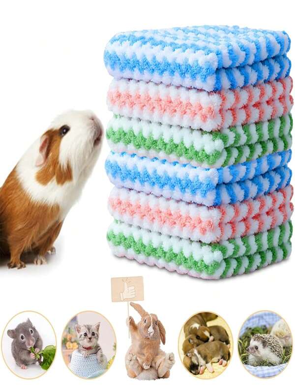 6 Pieces Guinea Pig Soft Blankets, Rabbit Hamster Cage Liner Supplies, Fleece Fabric Bedding Mats Bath Towels For Small Animals Pets Puppy Kitten Hedgehog Squirrel Accessories