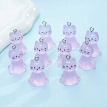 10pcs Lovely Glow-In-The-Dark 3D Cat Pendant, Transparent Resin Cat Pendant For DIY Necklace, Earrings, Bracelet And Keychain Jewelry Making, Colorful Resin Animal Charms Crafting Accessories - Luminous Resin Cat Pendant - View 17