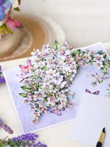 1 Pop-Up Greeting Card, Tulips, Poinsettia Flowers, Magnolia, Orchids, Apple Blossoms, Small Daisies, Suitable For Valentine's Day, Mother's Day, Birthdays, Anniversaries. Surprise Gift For Friends, Gift For Lovers, Gift For Girlfriend, Gift For Mother, Birthday Card, Flower Card