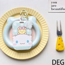 Sanrio Soporte para tarjetas Sanrio Hello Kitty, soporte para tarjetas de personajes de anime lindos, soporte para tarjetas de transporte con diseño de My Melody con borde curvo creativo, soporte para tarjetas de Cinnamoroll, soporte para tarjetas removible con llavero de Kuromi, soporte para tarjetas multifuncional y resistente al agua de Kuromi, accesorio de mochila con colgante de Pochacco