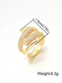 LIGHTSOME 1pc Luxury Women's Copper Zirconia Ring Jewelry Iced Out Cool Street Pop Lady's Index Finger Individual Opening Adjustable Ring Jewelry Valentine's Day Gift,Mom,Mother,Mother's Day,Gift - Cross - View 9