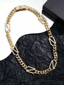 1pc 18K Gold/Platinum Plated Cubic Zirconia Iced Letter N Pendant Necklace, Luxury Gift For Party And Everyday Wear