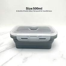 1 pieza Fiambrera plegable de silicona, recipiente de almacenamiento de alimentos con tapa sellada, conjunto de recipiente plegable con ventilación para mantener los alimentos frescos, a prueba de microondas, recipiente de almacenamiento de alimentos, utensilio de cocina