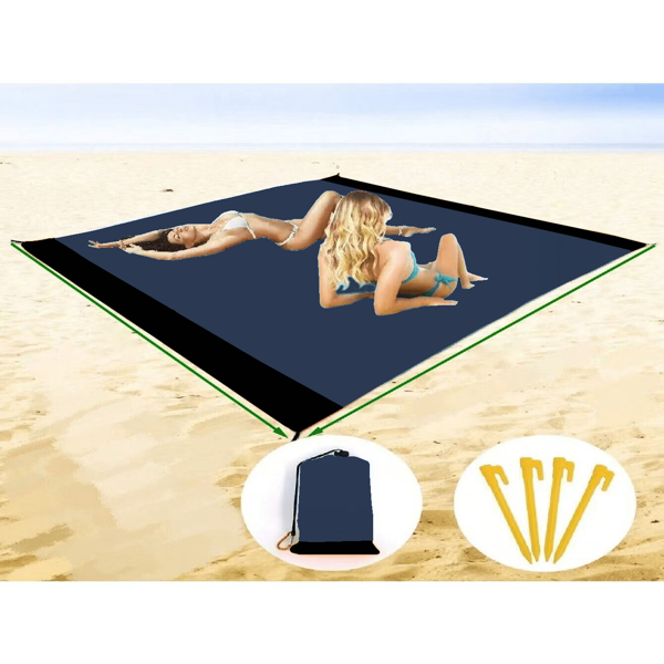 1 Esterilla de playa grande, manta de playa resistente a la arena/humedad de gran tamaño, manta de playa plegable y resistente al agua con bolsillo, manta de picnic y playa portátil y ligera, manta de picnic para exteriores de secado rápido, manta de playa duradera y resistente al agua y a la arena, resistente a la arena, manta exterior portátil, opción ideal para picnics, viajes, campamentos y senderismo, para disfrutar de la playa sin caos, imprescindible para viajar, con múltiples tamaños y colores a elegir