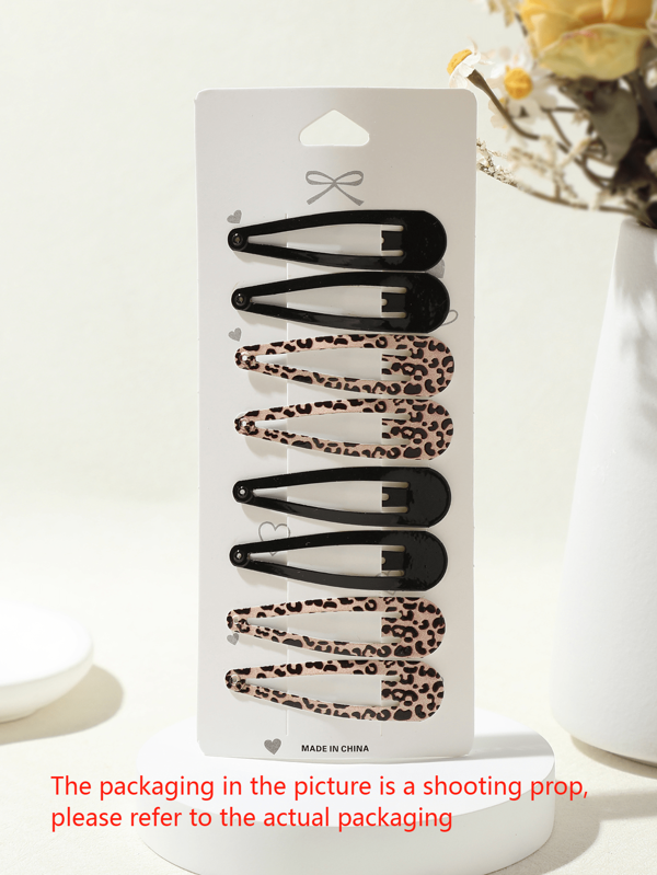 8 pièces/set Pinces à cheveux mignonnes et douces avec imprimé léopard pour filles