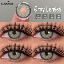 EYESHARE 新款彩色隐形眼镜 自然棕色眼镜片 灰色美瞳 时尚绿色彩色隐形眼镜 蓝色眼部化妆镜片 每年使用 14.5 毫米 1 对/2 件 - 年拋 - 查看 16