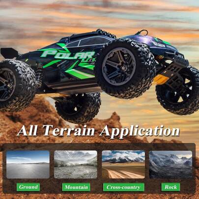1:8 Large All Scale RC Car, 45KM/H High-Speed Remote Control Vehicle, 2.4Ghz Remote Control Racing Drifting Climbing Truck, Waterproof, With LED Lights, 2 Rechargeable 2600mAh Batteries, Outdoor Fast RC Car, Ideal Birthday Christmas Gifts For RC Beginner Amateur And Adults