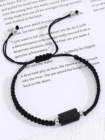 ZIRUISP 1pc Adjustable Black Tourmaline Bracelet, Natural Gemstone, Handmade Crystal, Healing Properties, Positive Energy, Protective For Women, Suitable For Daily Wear, Meditation, Great Gift