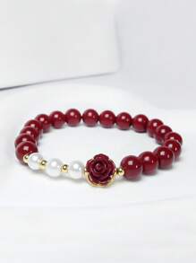 1 件天然朱砂手链，高纯度紫金砂多层珠手链，DIY 多圈串珠手链，朱砂玫瑰项链，弹力手链，毛衣链，复古手链，女士珠宝礼物 - 酒紅色 - 查看 16