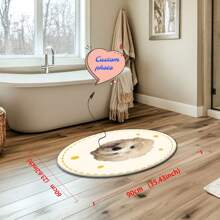 [Customizable Pattern: Blue Grid Cat, Brown Puppy, White Puppy] Crystal Velvet Doormat/Carpet For Home Decoration Home Bathroom Decor - White Puppy - View 3