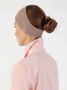 1pc Style Classic Solid Color Soft, Breathable, Stretchy Wide-Banded Absorbent Non-Slip Multifunctional Headband/Hijab Cap, Suitable For Sports, Yoga, Makeup, And Daily Wear