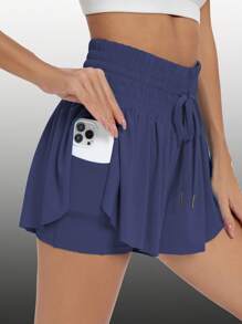 Blaosn Flowy Athletic Shorts For Women High Waisted Gym Yoga Workout Running Sweat Shorts Golf Tennis Skirt Skort Preppy Shorts Cute Clothes Summer - 藏蓝色 - 查看 3