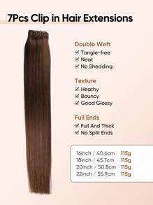 jessie's wig Tóc giả Jessie 7 món kèm 16 kẹp, tóc nối thẳng, tóc thật tự nhiên, tóc nguyên chất, tóc nối hai lớp, thích hợp sử dụng hàng ngày cho nữ, dễ dàng đeo. - S4 - Xem 4